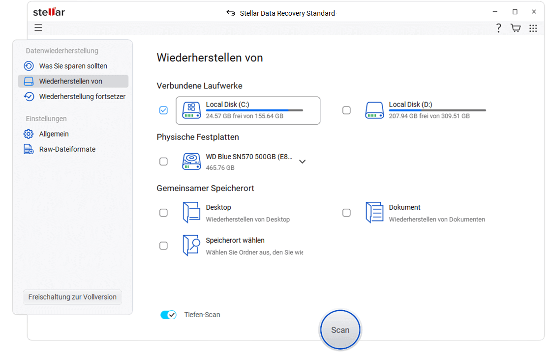 Wählen Sie Wiederherstellen von
